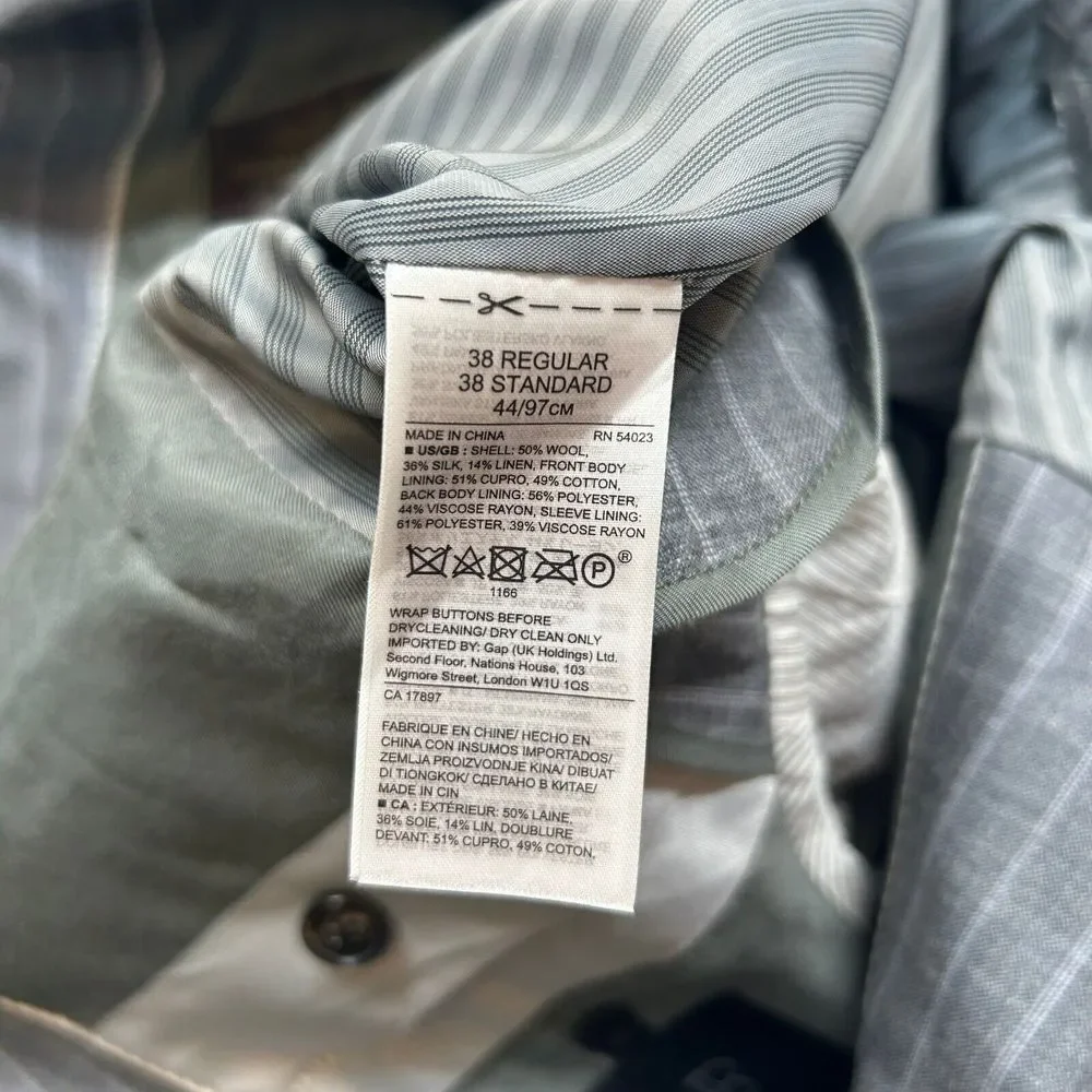 Banana Republic Silk Linen Sport Coat Mens 38R Grey Stripe Vitale Barberis Italy